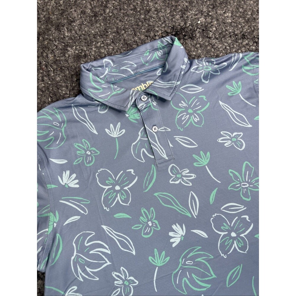 Amble Polo Button Up Shirt Mens S  Floral Performance Golf UV 30+ UPF NWT